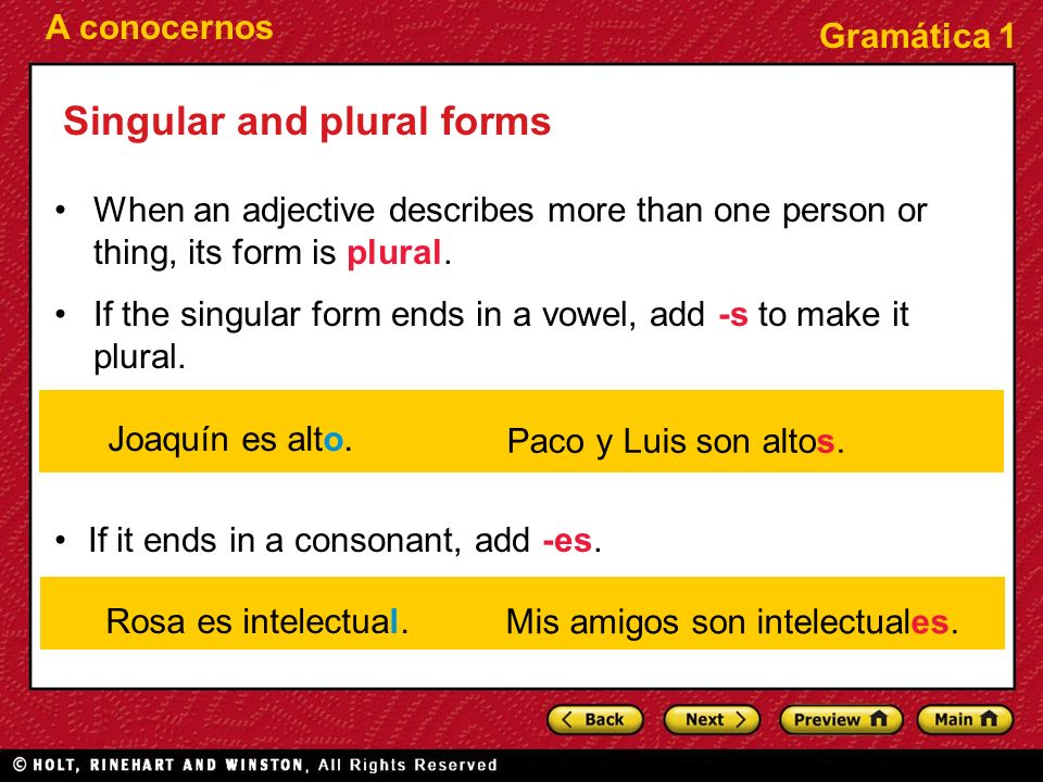 Singular and plural forms