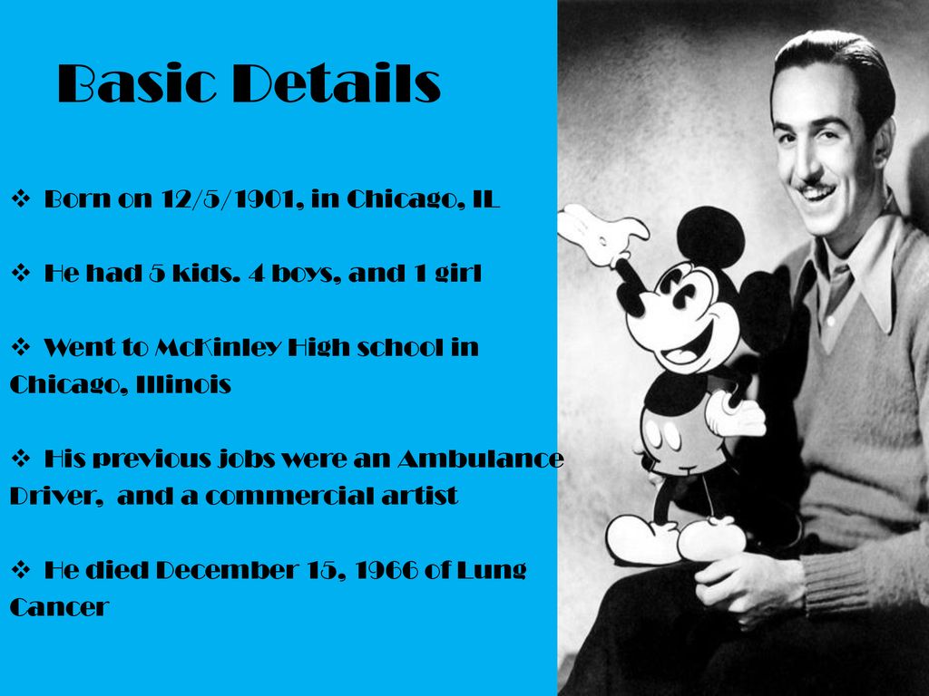 Биография диснея на английском. Уолт Дисней биография. Walt Disney was born in 1901. Уолт Дисней учит немецкий. Уолт Элиас Дисней биография на английском.