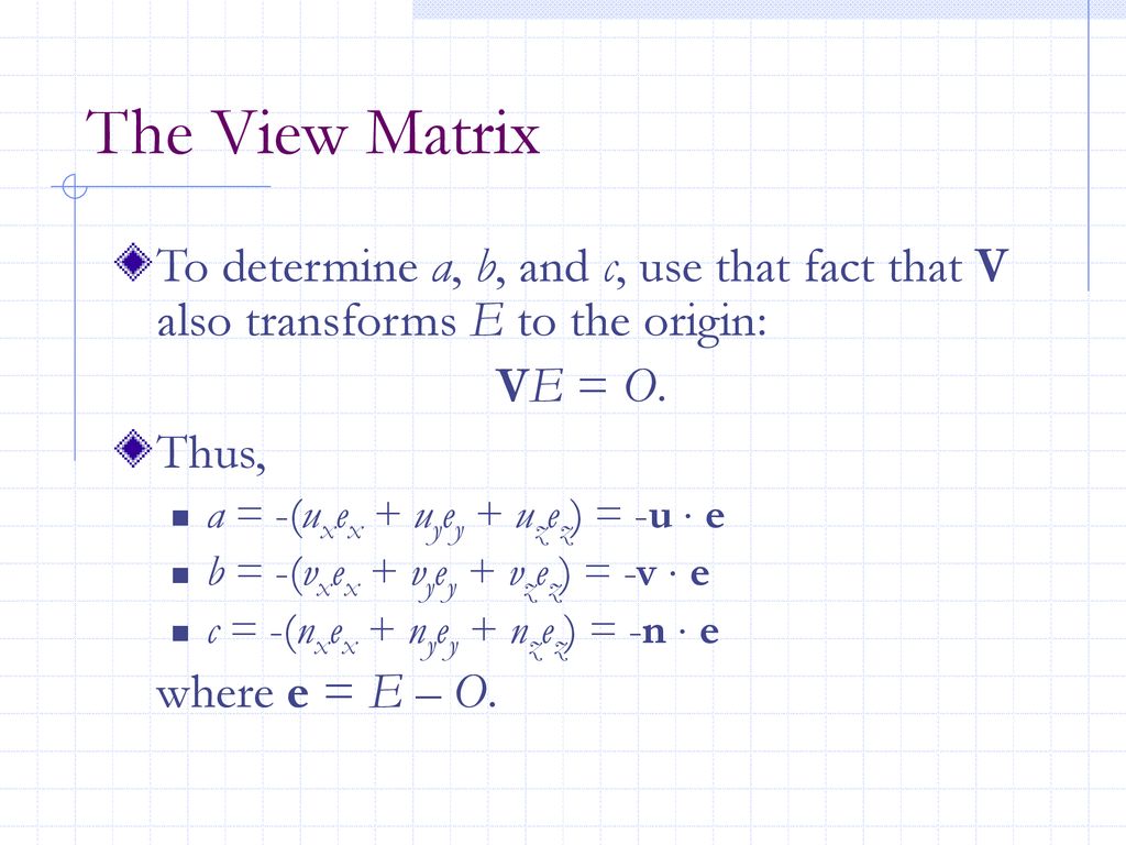 The View Matrix Lecture Mon Oct 24 Ppt Download
