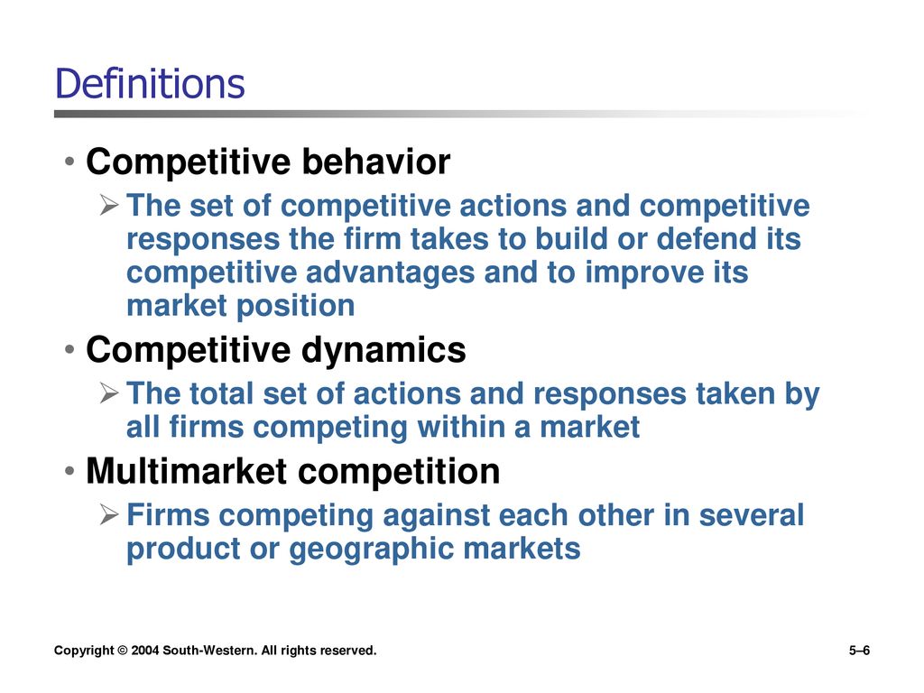 Definitions Competitive behavior Competitive dynamics