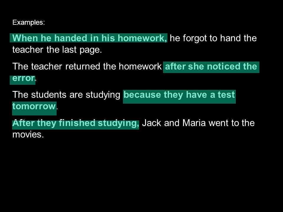 The teacher returned the homework after she noticed the error.