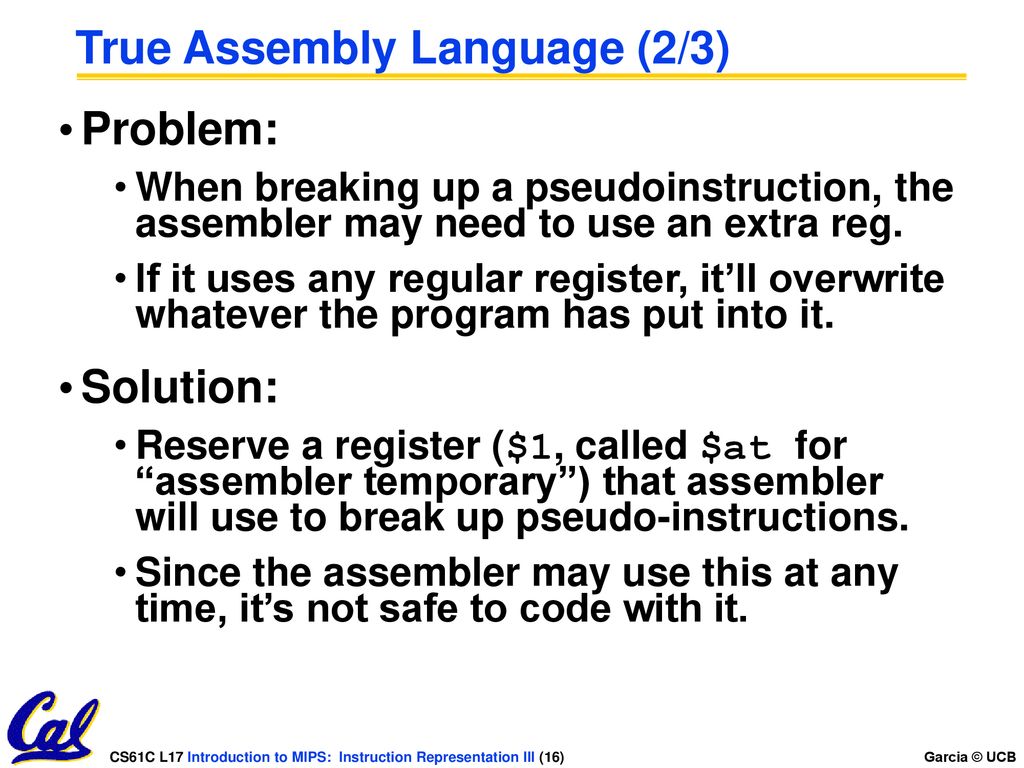 True Assembly Language (2/3)