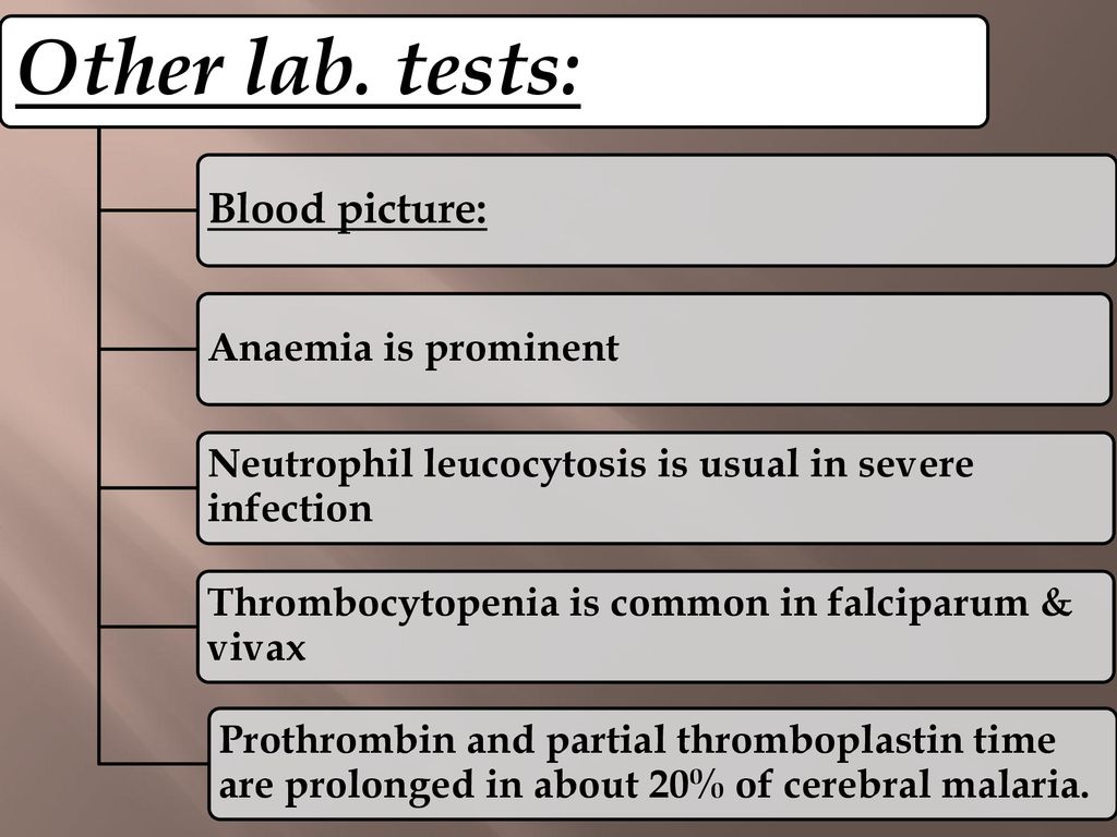 Other lab. tests: Blood picture: Anaemia is prominent