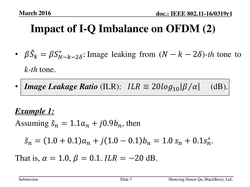 I Q Decoupled Ofdm A Solution To I Q Imbalance Ppt Download