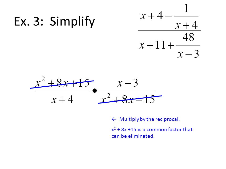Ex. 3: Simplify ← Multiply by the reciprocal.