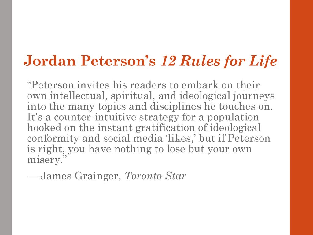 Introduction to Jordan Peterson's 12 Rules for Living the Good Life - ppt  download