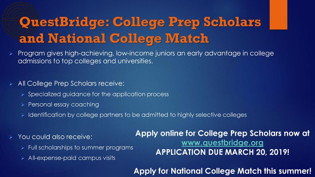 QuestBridge: College Prep Scholars and National College Match