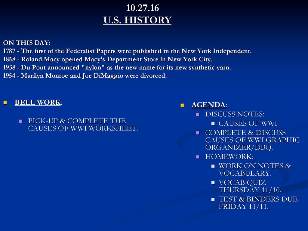 U.S. HISTORY ON THIS DAY: The first of the Federalist Papers were ...