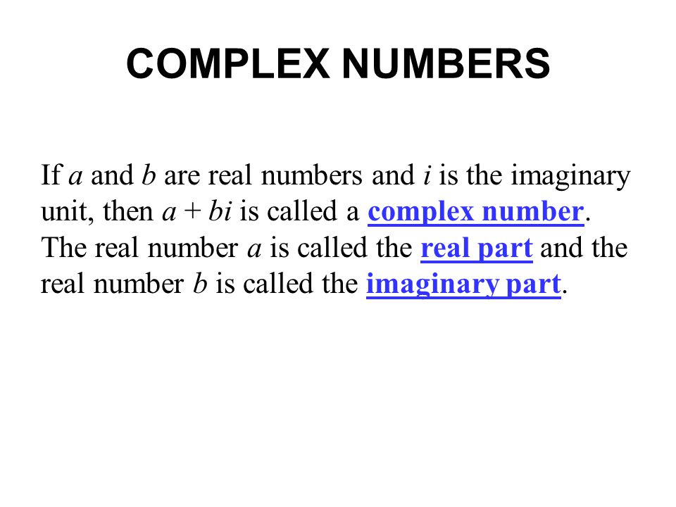 COMPLEX NUMBERS