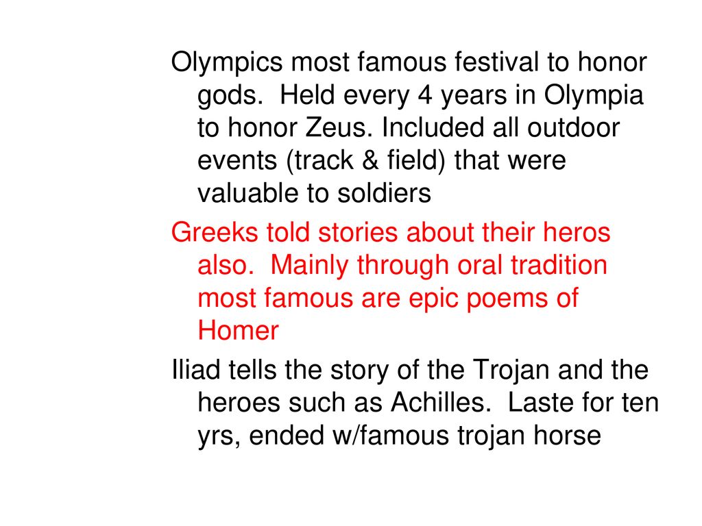Olympics most famous festival to honor gods
