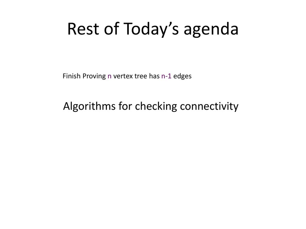 Rest of Today’s agenda Algorithms for checking connectivity