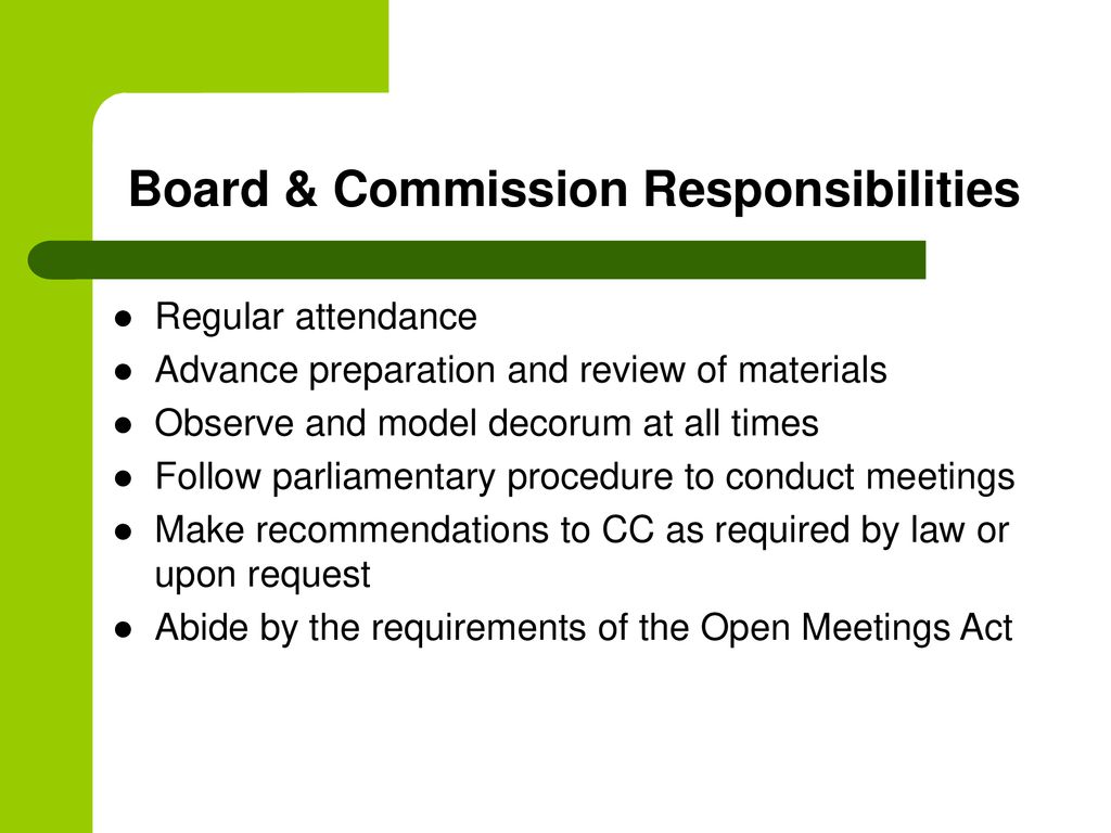 Board & Commission Responsibilities