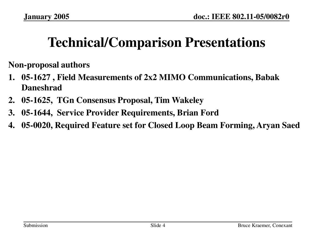 Technical/Comparison Presentations