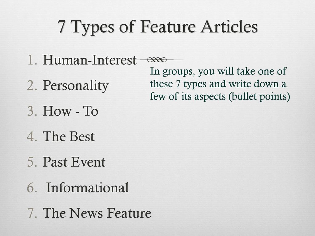 Feature Articles. - ppt download
