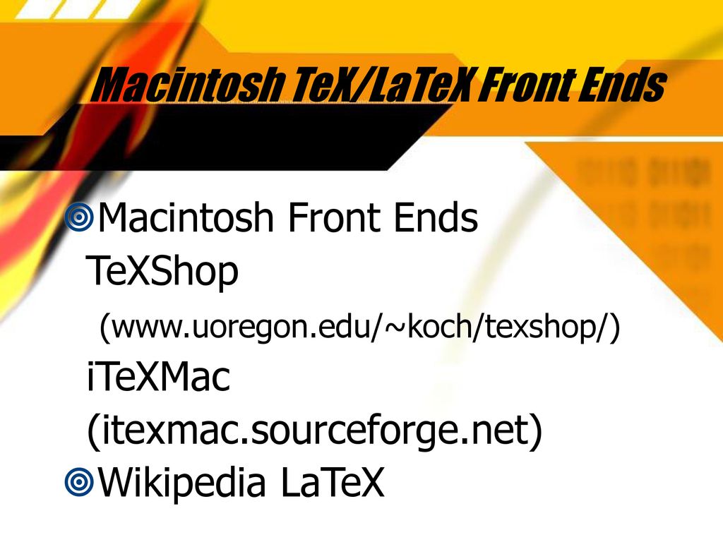 Macintosh TeX/LaTeX Front Ends