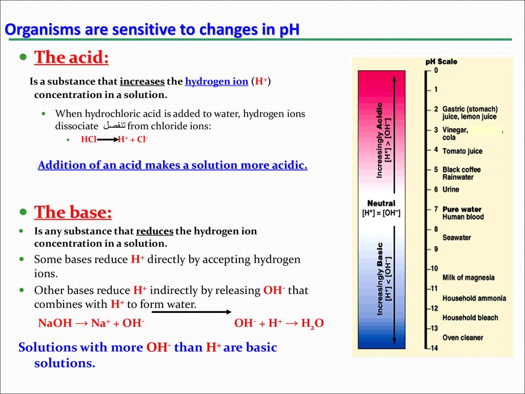 Organisms are sensitive to changes in pH