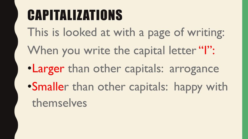Capitalizations This is looked at with a page of writing: