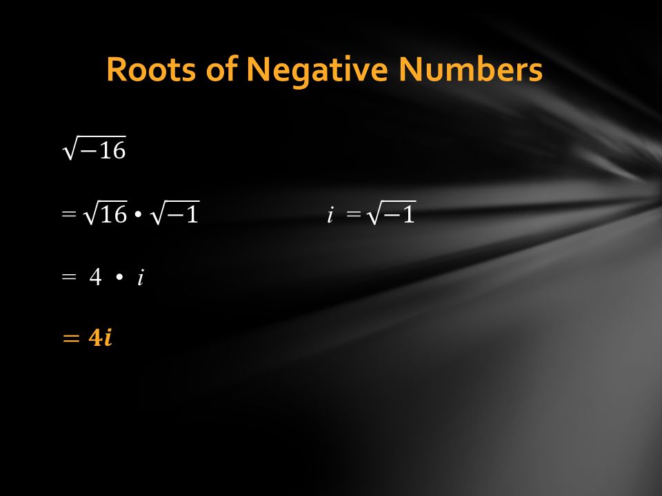 Roots of Negative Numbers