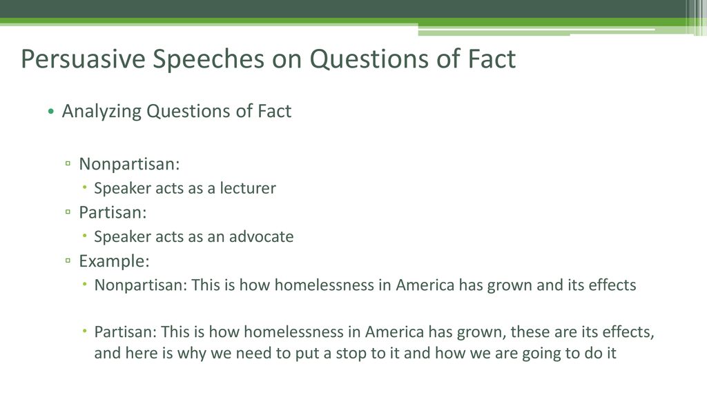 question of fact speech