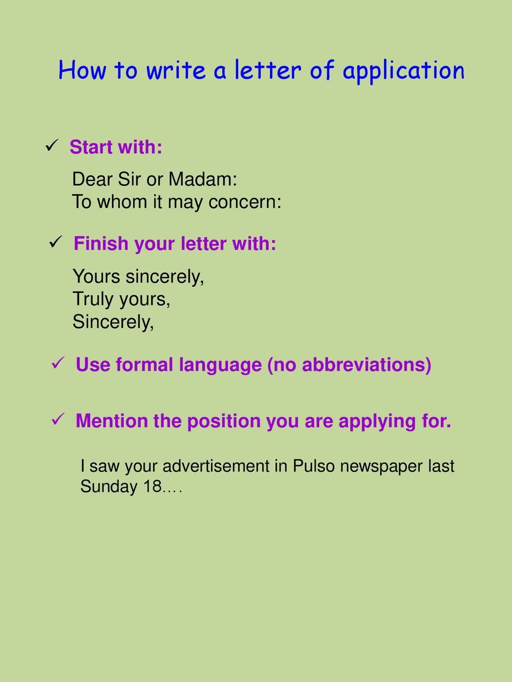 Writing A Letter Of Application Ppt Download writing-a-letter-of-application-ppt-download
