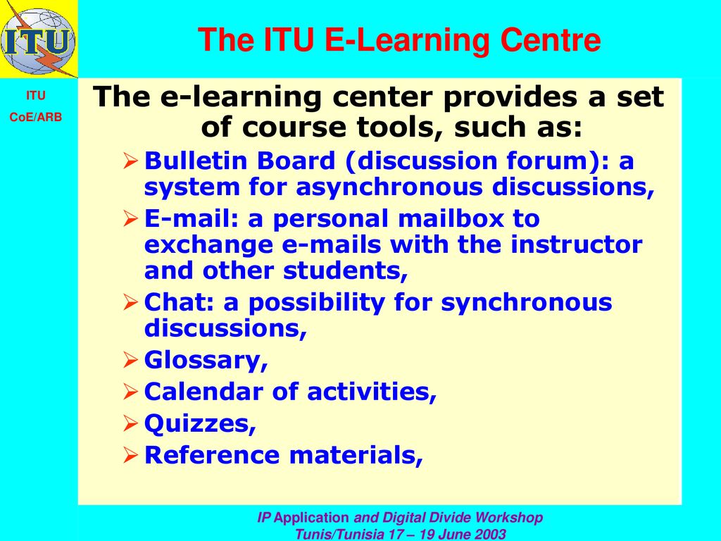 The ITU E-Learning Centre