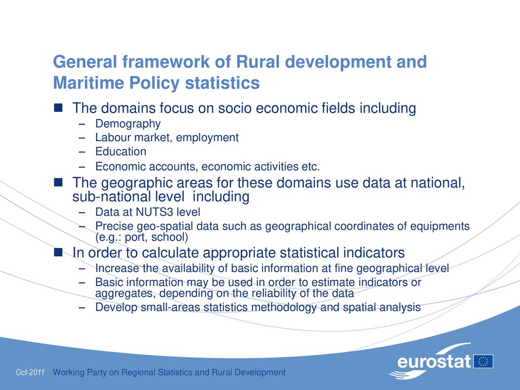 General framework of Rural development and Maritime Policy statistics