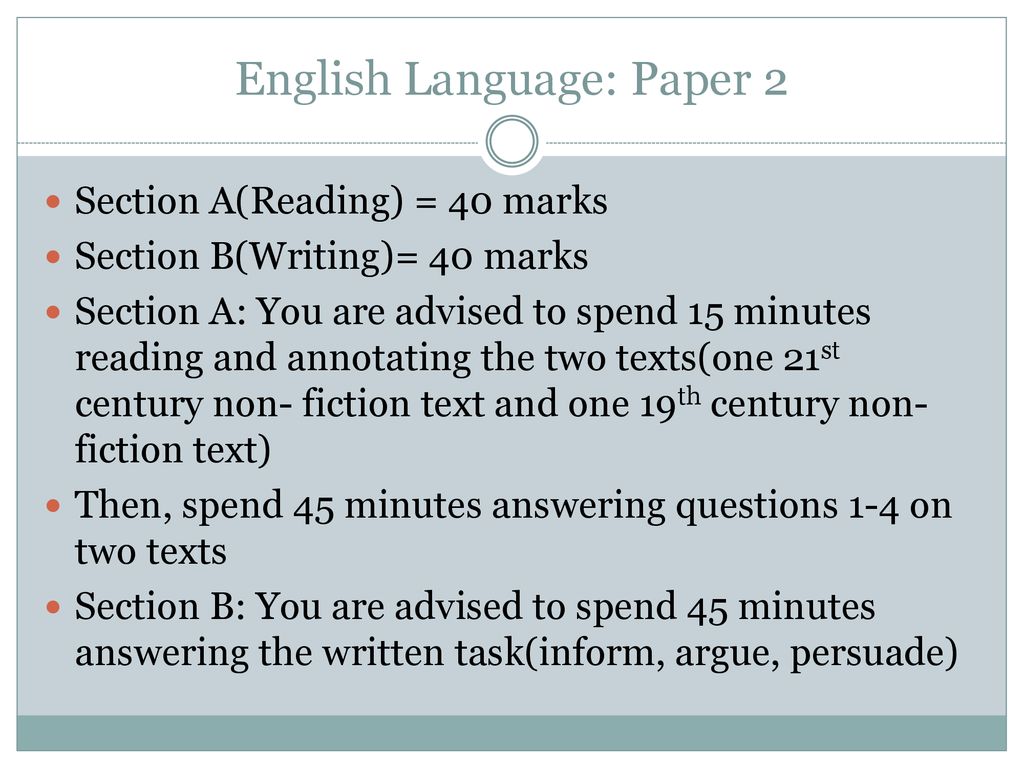 English Language: Paper 2 - ppt download