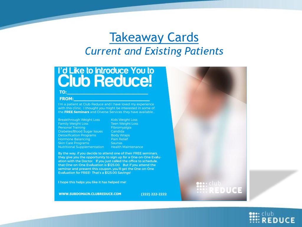 Takeaway Cards Current and Existing Patients