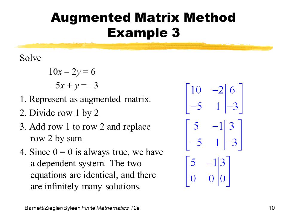 Augmented Matrix Method Example 3