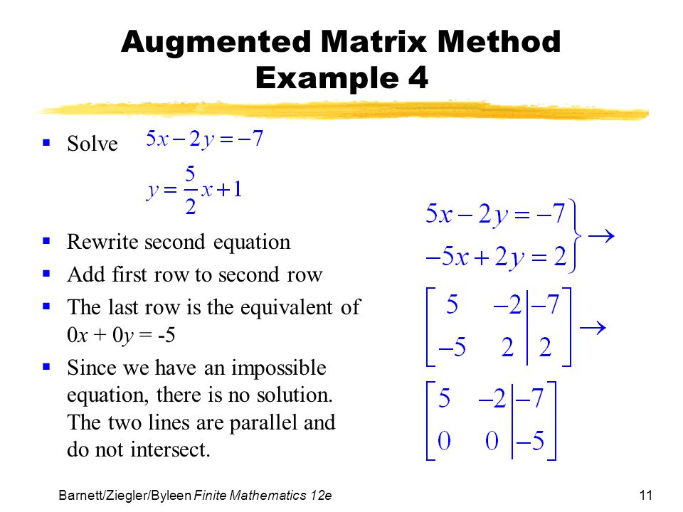 Augmented Matrix Method Example 4