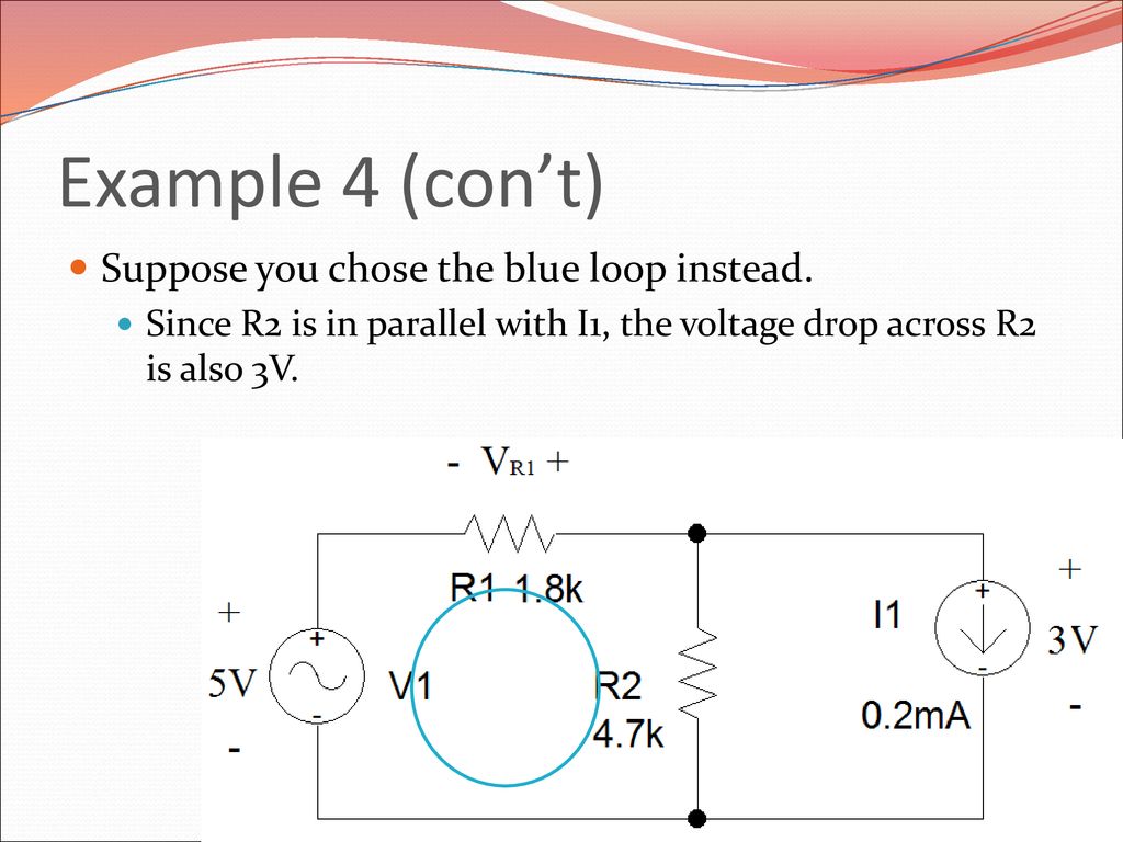 Example 4 (con’t) Suppose you chose the blue loop instead.