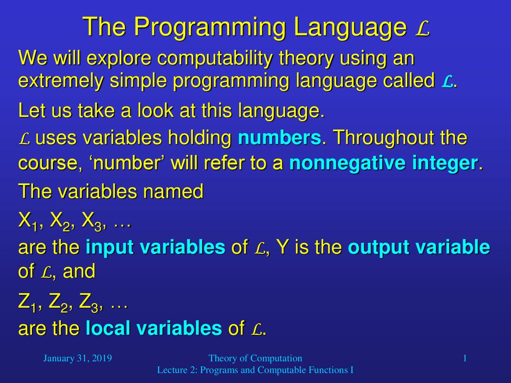 The Programming Language L - ppt download