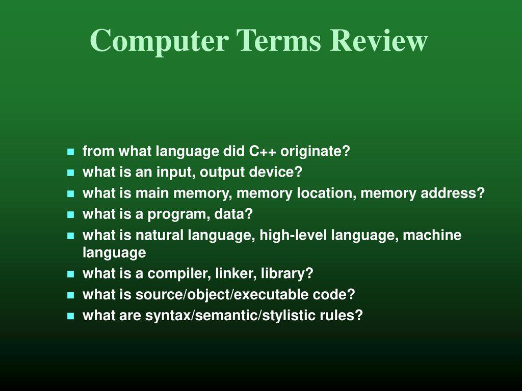 Computer Terms Review from what language did C++ originate? - ppt download