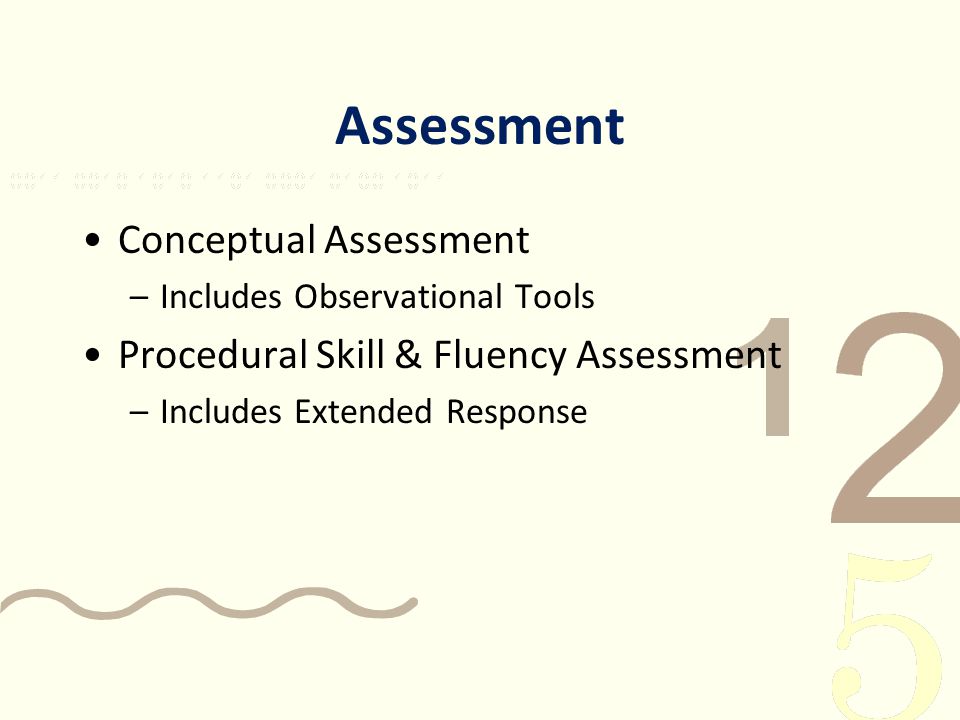 Assessment Conceptual Assessment Procedural Skill & Fluency Assessment