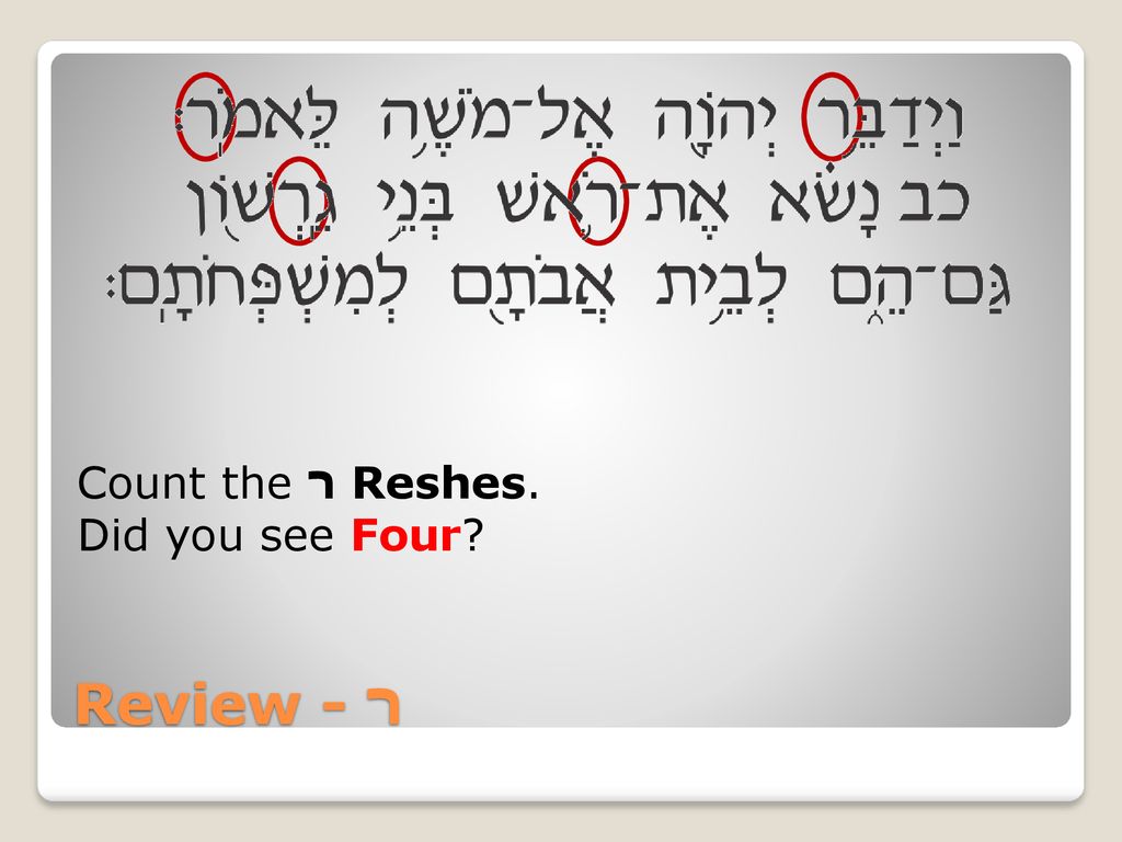 Count the ר Reshes. Did you see Four Review - ר