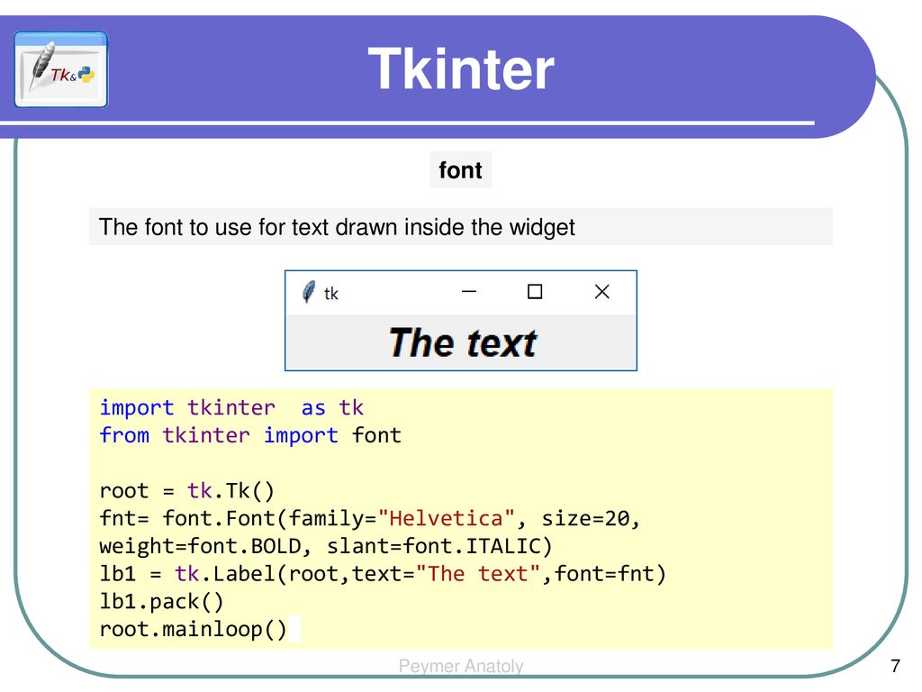 How to change font in tkinter label