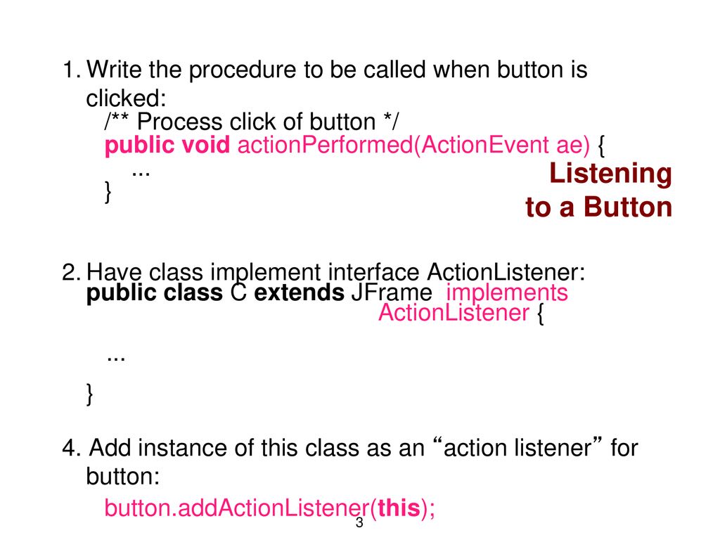 Lecture 21. Listening to events on a GUI (and development of a loop ...