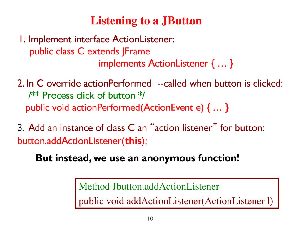 CS2110. GUIS: Listening to Events - ppt download