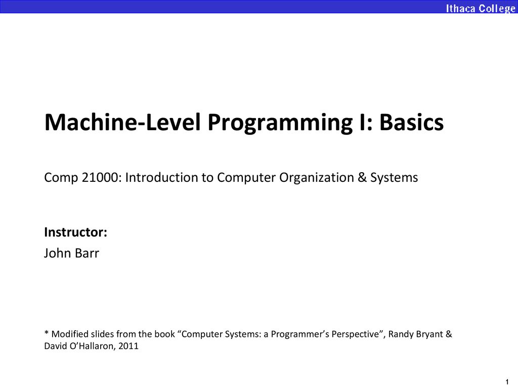 Machine-Level Programming I: Basics Comp 21000: Introduction to ...