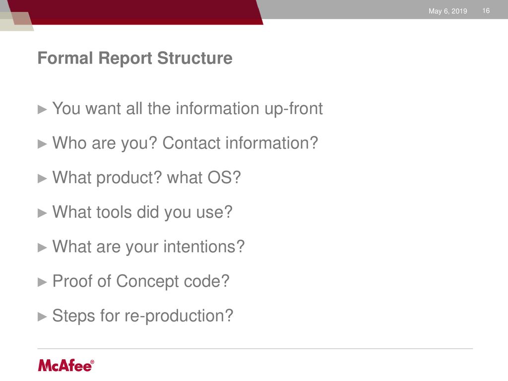 Formal Report Structure