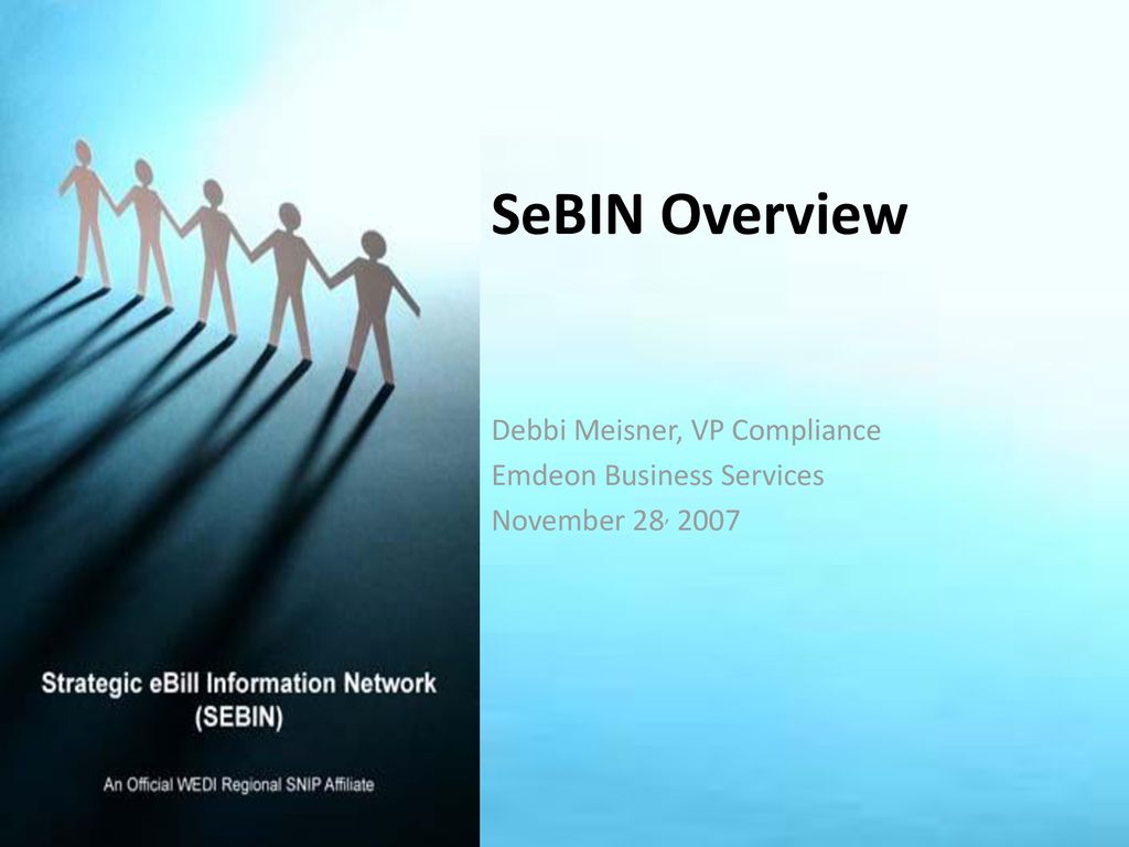 SeBIN Overview Debbi Meisner, VP Compliance Emdeon Business Services