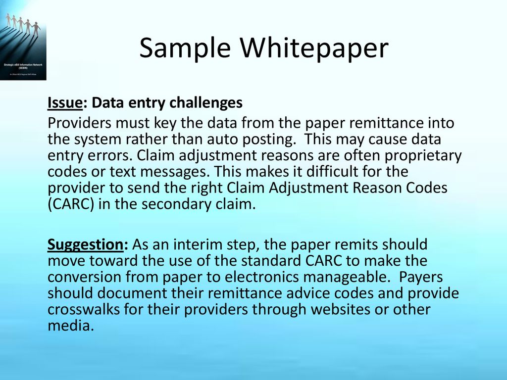 Sample Whitepaper Issue: Data entry challenges