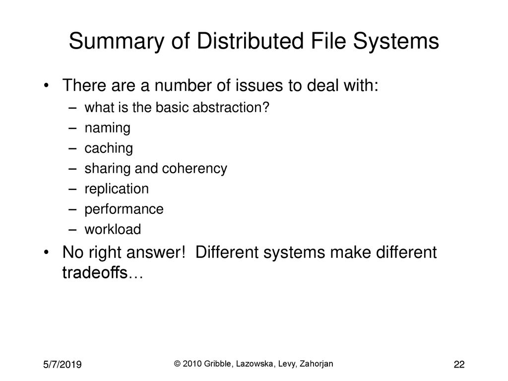 CSE 451: Operating Systems Autumn Module 22 Distributed File Systems ...