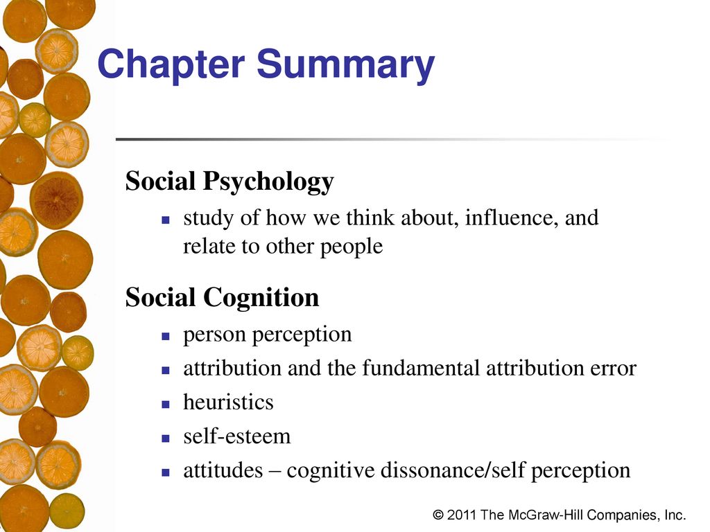 Chapter Summary Social Psychology Social Cognition