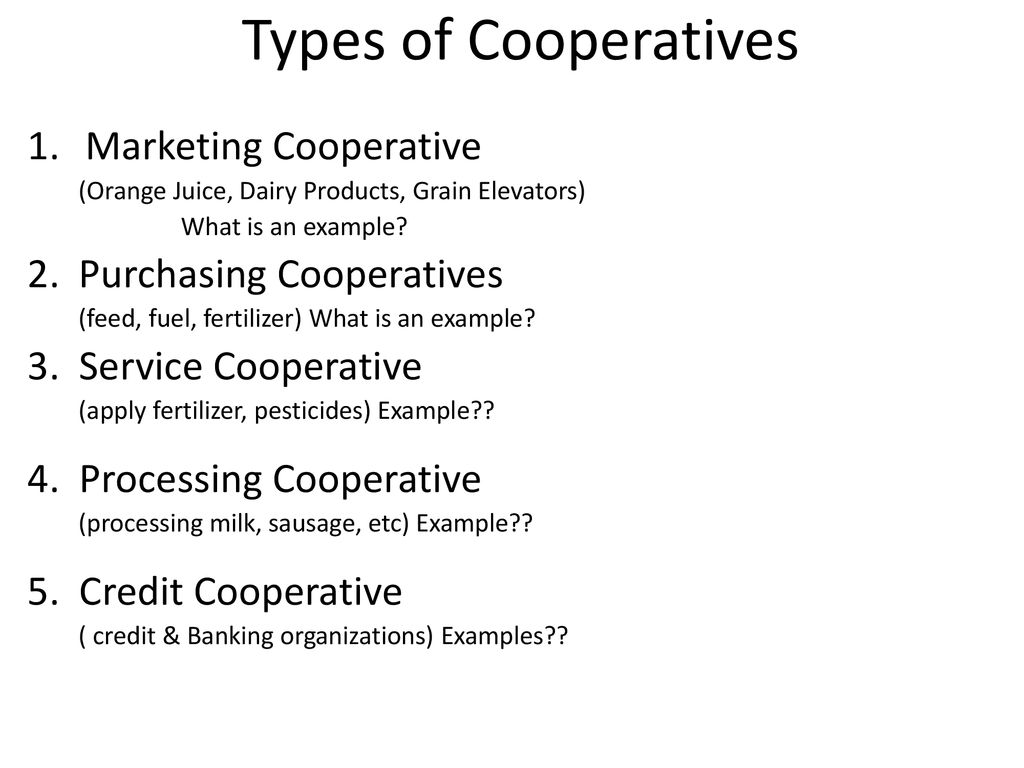 types of cooperative marketing