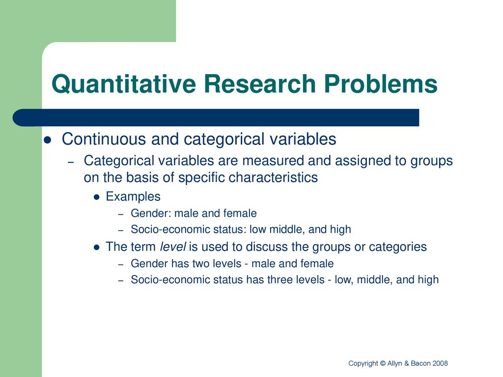 examples of quantitative research problems