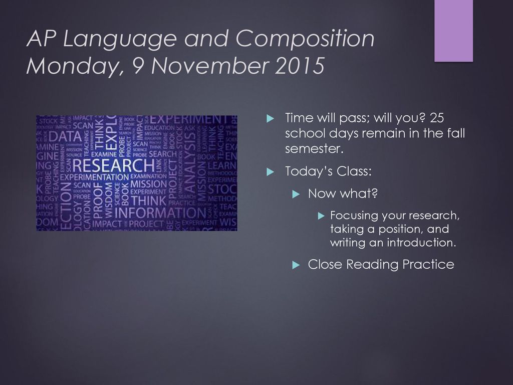 AP Language and Composition Monday, 9 November 2015