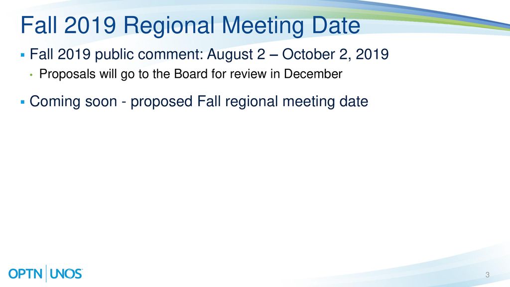 Fall 2019 Regional Meeting Date