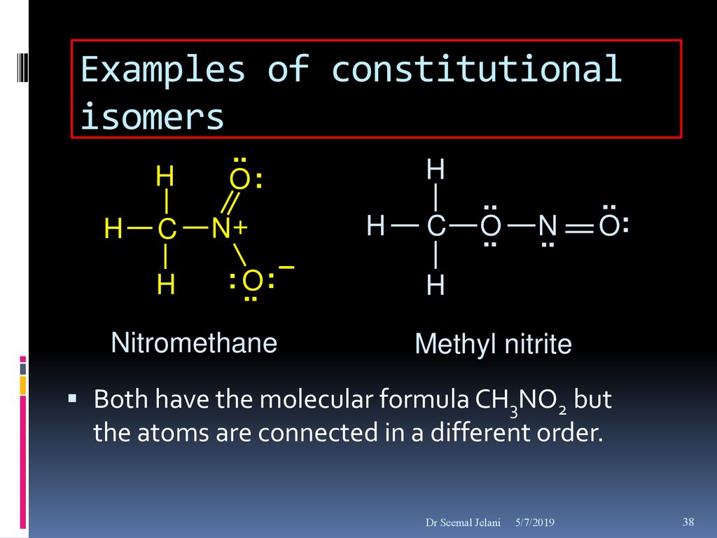 Both have the molecular formula CH3NO2 but the atoms are connected in a dif...