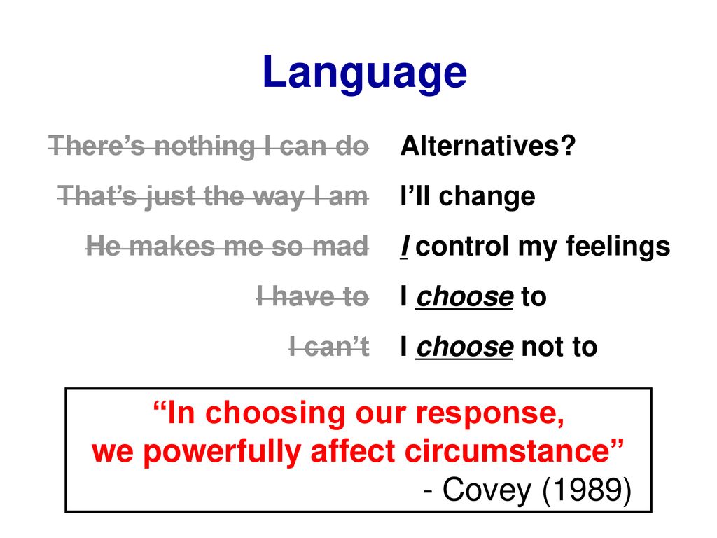 In choosing our response, we powerfully affect circumstance